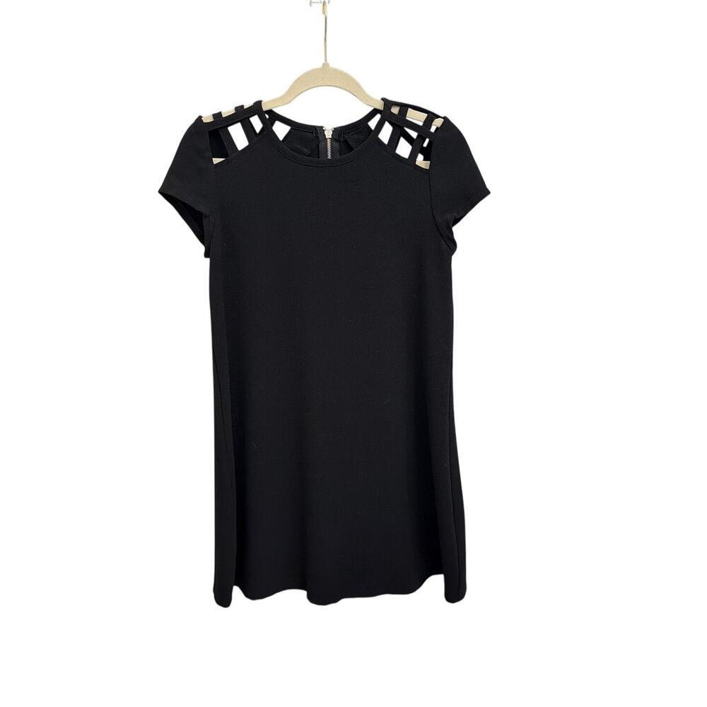 Speechless Little Black Short-Sleeve Loose Fit Mini Dress Shoulder Cutouts XS